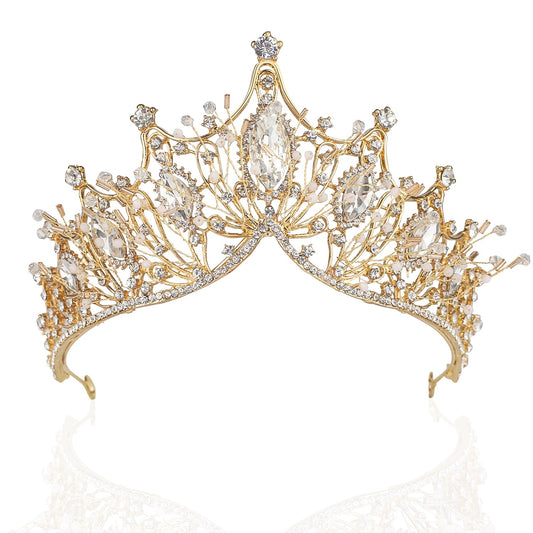 Women Baroque Queen Crown, Gold Princess Tiaras and Crowns Wedding Tiara and Crown for Bride Crowns for Women Adult and Girls - Prom Birthday Halloween